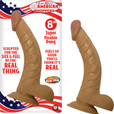All American Whoppers Dildo with Balls Latin 8in – Caramel