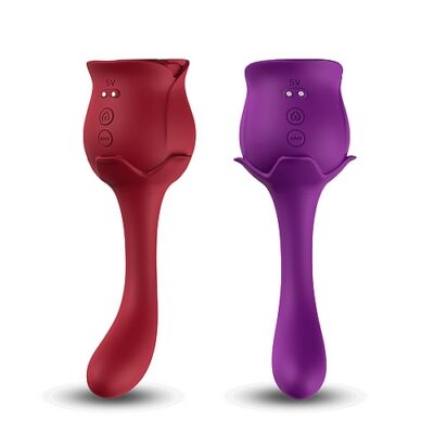 10 Speeds Purple Color Silicone Clitoral Sucking Rose with G-Spot Vibrator