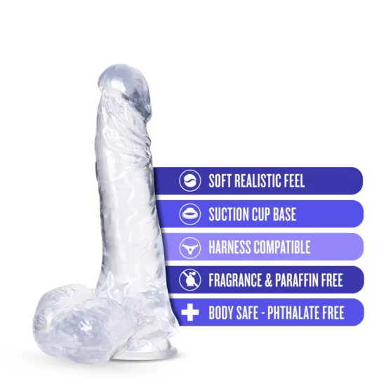 B Yours Plus Ram n' Jam Realistic Dildo with Balls 8in - Clear - Image 5