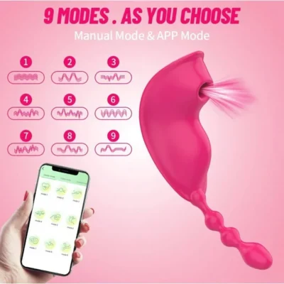 9-Speed APP Control Pink Color Vibrator with Sucking Function