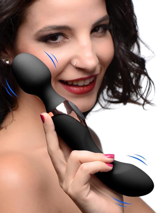 10-Speed Black Color Silicone Double Ended Wand Massager