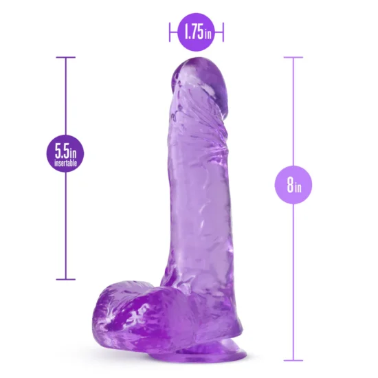 B Yours Plus Ram n' Jam Realistic Dildo with Balls 8in - Purple - Image 3