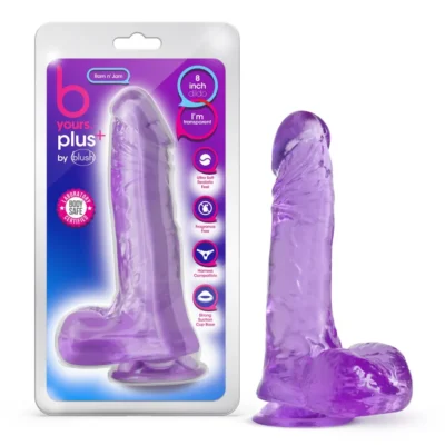 B Yours Plus Ram n’ Jam Realistic Dildo with Balls 8in – Purple