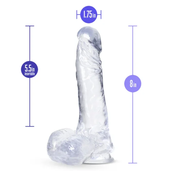 B Yours Plus Ram n' Jam Realistic Dildo with Balls 8in - Clear - Image 3