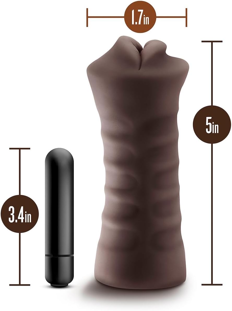 Hot Chocolate Brianna Vibrating Masturbator with Bullet - Pussy - Chocolate - Image 5
