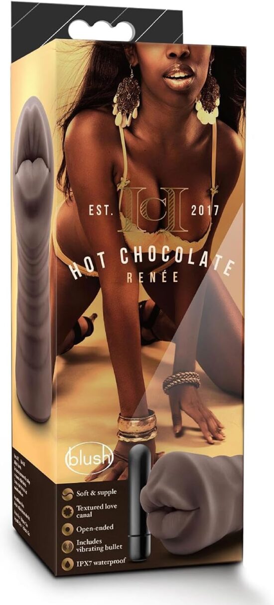 Hot Chocolate Brianna Vibrating Masturbator with Bullet - Pussy - Chocolate