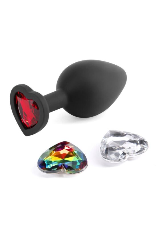 Glams Xchange Heart Silicone Anal Plug - Medium - Black - Image 5
