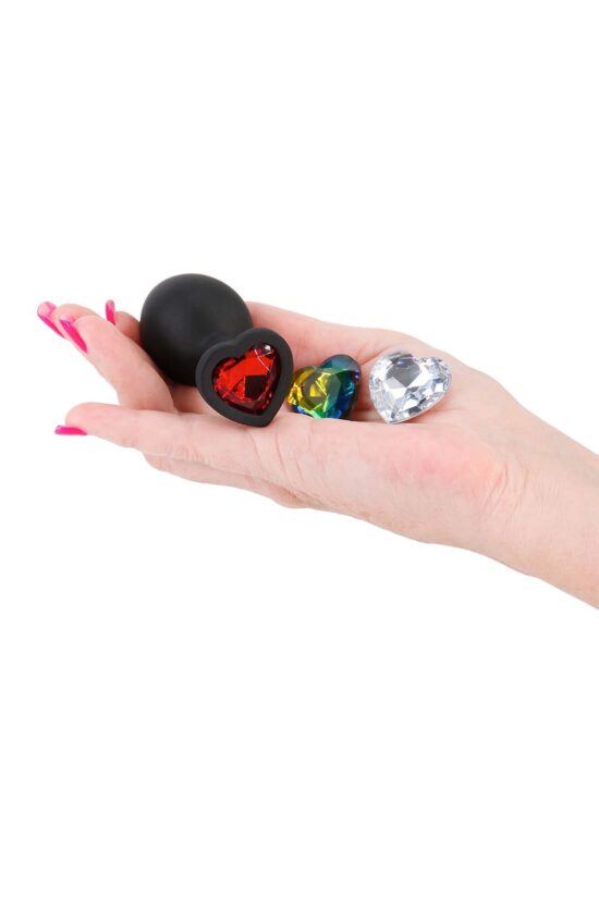 Glams Xchange Heart Silicone Anal Plug - Medium - Black - Image 4
