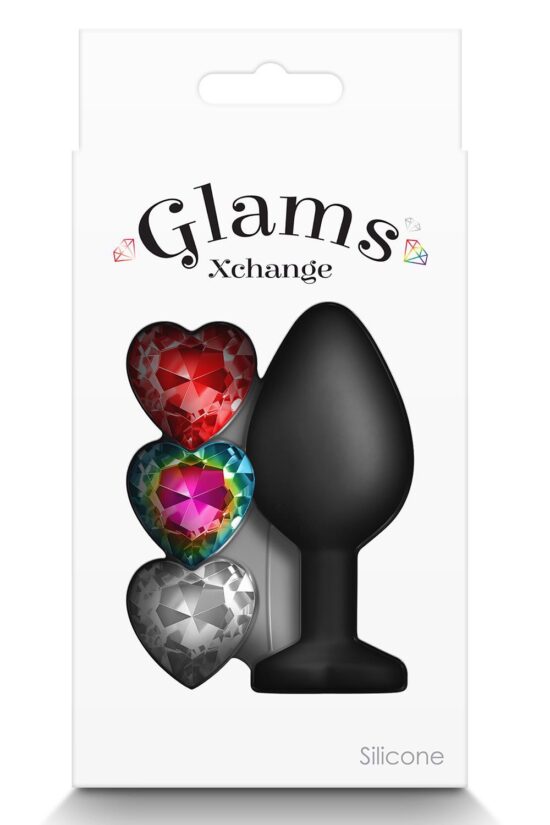 Glams Xchange Heart Silicone Anal Plug - Medium - Black - Image 3