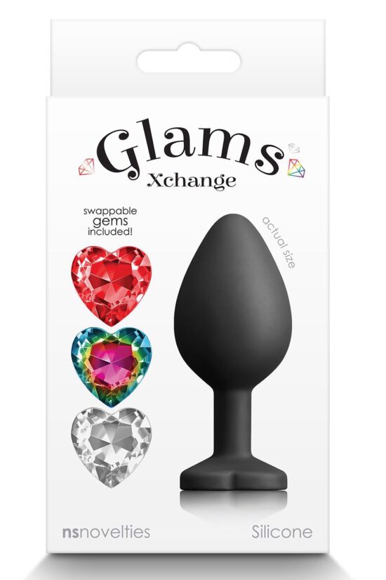 Glams Xchange Heart Silicone Anal Plug - Medium - Black