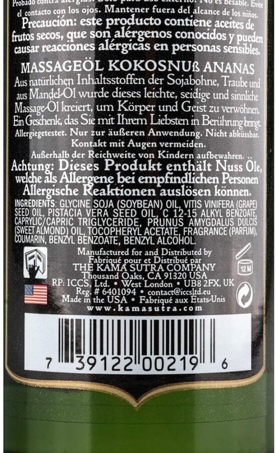 Kama Sutra Naturals Massage Oil Coconut Pineapple 8oz - Image 3