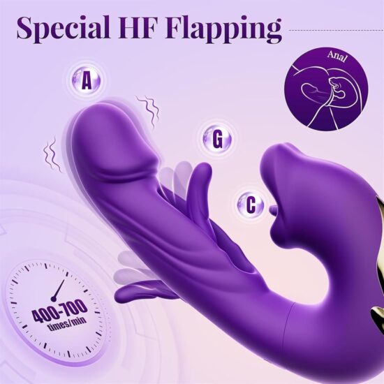 7-Speed Purple Rechargeable Vibrating & Tongue-Licking Massager with Flapping Function - Image 5