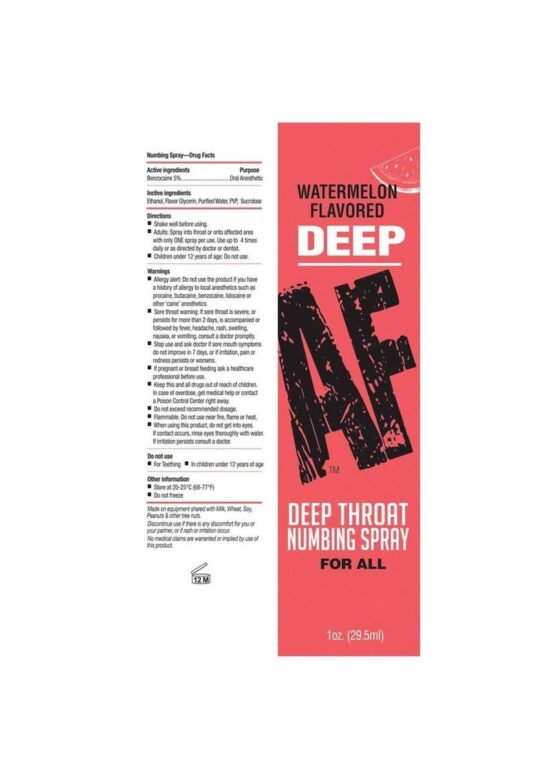 Deep AF Deep Throat Numbing Spray 1oz - Watermelon - Image 3