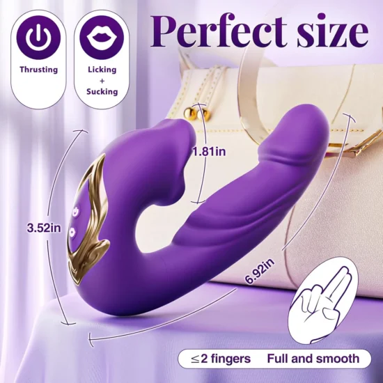 7-Speed Purple Rechargeable Vibrating & Tongue-Licking Massager with Thrusting Function - Image 6