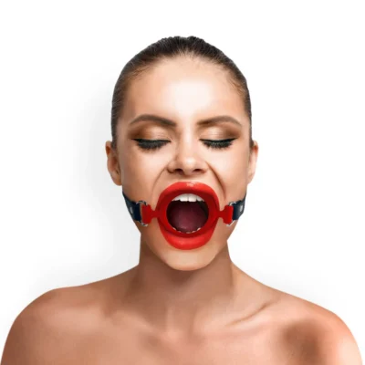 Sex & Mischief Silicone Lips Open Mouth Gag, Red