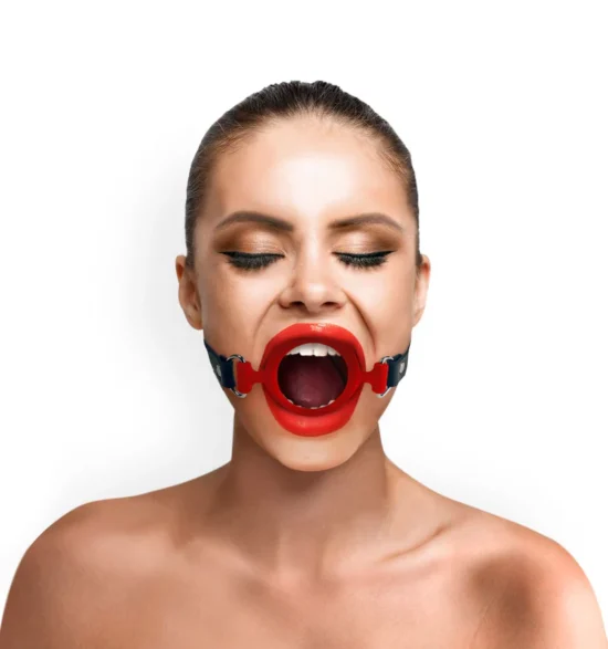 Sex & Mischief Silicone Lips Open Mouth Gag, Red