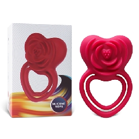 Red Vibrating Cock Ring – Rose Shape, 9-Speed, Rechargeable and Waterproof