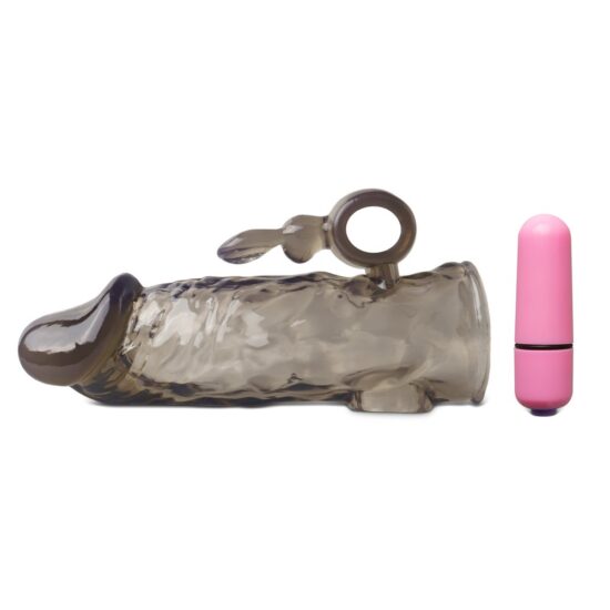 Clear Black Rabbit Vibrating Penis Extender - Image 5
