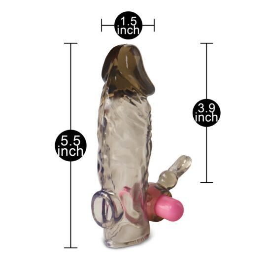 Clear Black Rabbit Vibrating Penis Extender - Image 3