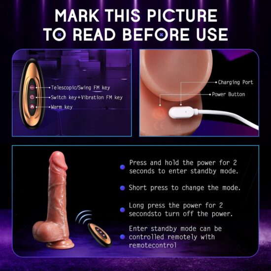 10-Speed Brown Remote Controll Rechargeable Silicone Vibrator with Thrusting, Rotating and Heating Functions - Image 7