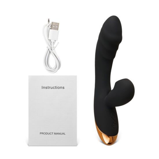 7.68'' Black 12-Speed Rechargeable Vibrating & Tongue-Licking Silicone Vibrator