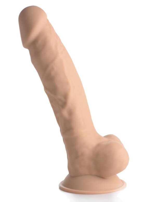 Fleshstixxx Silicone Rechargeable Vibrating Dong with Balls 8in - Caramel - Image 3
