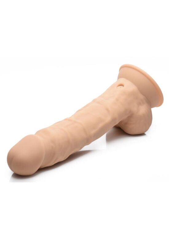 Fleshstixxx Silicone Rechargeable Vibrating Dong with Balls 8in - Caramel - Image 2