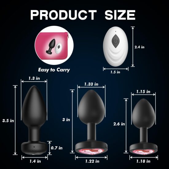 Anal Plug Vibrating Butt Plug - 3Pcs Silicone Sex Toys, Remote Control Vibrator with 10 Vibration Modes for Men Women, Prostate Massager - Image 2