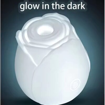 Glow-in-the-Dark 10-Function White Silicone Rechargeable Clitoral Sucking Rose Sex Toy