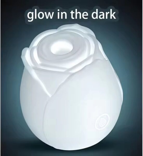 Glow-in-the-Dark 10-Function White Silicone Rechargeable Clitoral Sucking Rose Sex Toy