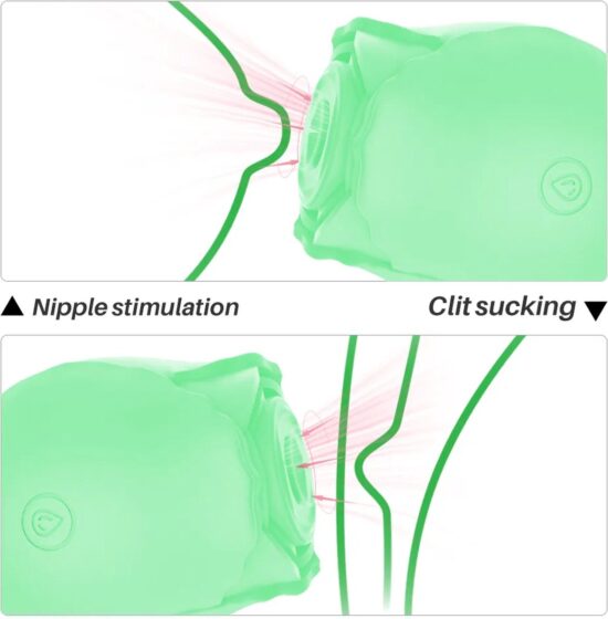 Glow-in-the-Dark 10-Function Green Silicone Rechargeable Clitoral Sucking Rose Sex Toy - Image 3