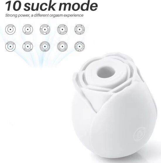 Glow-in-the-Dark 10-Function White Silicone Rechargeable Clitoral Sucking Rose Sex Toy - Image 6