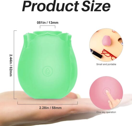 Glow-in-the-Dark 10-Function Green Silicone Rechargeable Clitoral Sucking Rose Sex Toy - Image 4