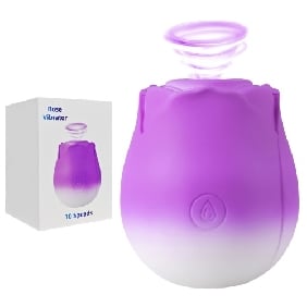 10-Function Purple & White Silicone Rechargeable Clitoral Sucking Rose Sex Toy item#: WM52-02JBZ