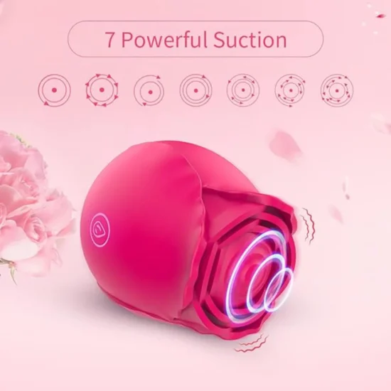 10-Speed Red Rechargeable Silicone Rose Clitoral Vibrator with Tapping Function - Image 2