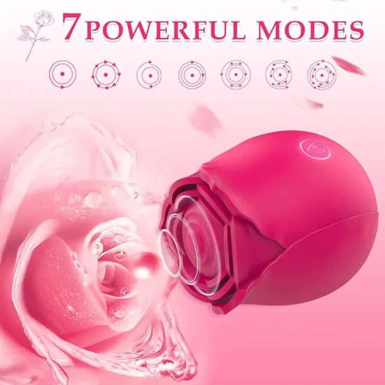 10-Speed Red Rechargeable Silicone Rose Clitoral Vibrator with Tapping Function - Image 5