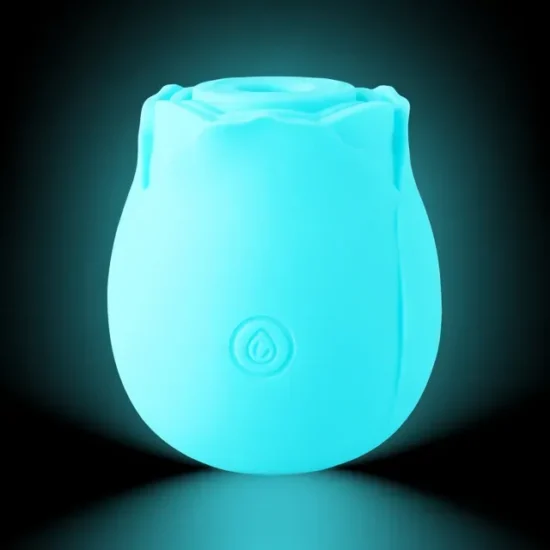Glow-in-the-Dark 10-Function Blue Silicone Rechargeable Clitoral Sucking Rose Sex Toy - Image 8