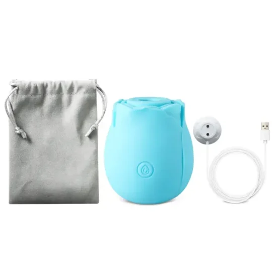 Glow-in-the-Dark 10-Function Blue Silicone Rechargeable Clitoral Sucking Rose Sex Toy - Image 5