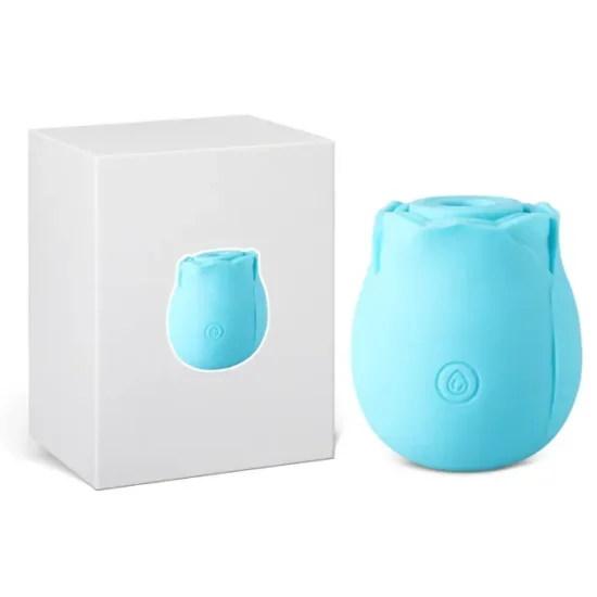 Glow-in-the-Dark 10-Function Blue Silicone Rechargeable Clitoral Sucking Rose Sex Toy