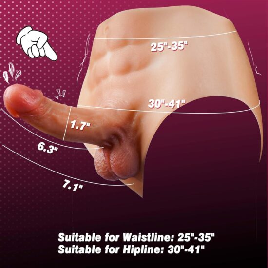 Strap on Dildo Harness Wearable Dildo Panties, Elastic Silicone Strapon Lesbian Sex Toys, Realistic Strapless Dildo Underwear with Abs, Big Thick Anal Dildo Pegging Toy for Women Couple Transgender - Image 3