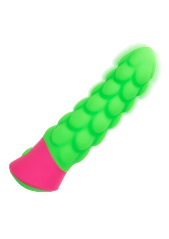 Rave Ripple Rechargeable Silicone Vibrator - Green/Pink - Image 4