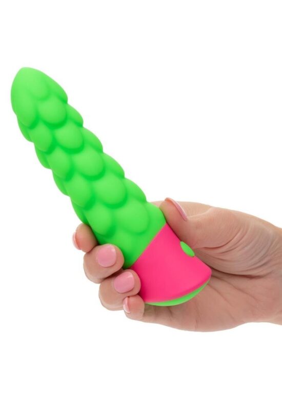 Rave Ripple Rechargeable Silicone Vibrator - Green/Pink - Image 5