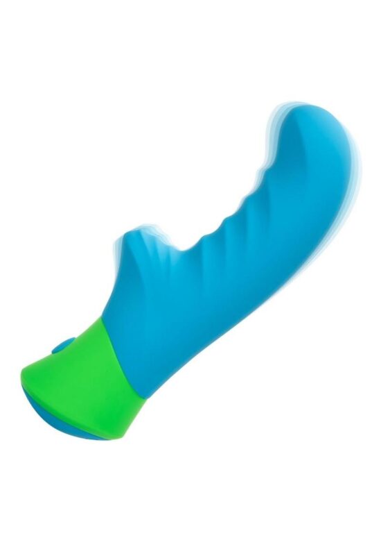 Rave Ridged-G Rechargeable Silicone G-Spot Vibrator - Blue/Green - Image 2