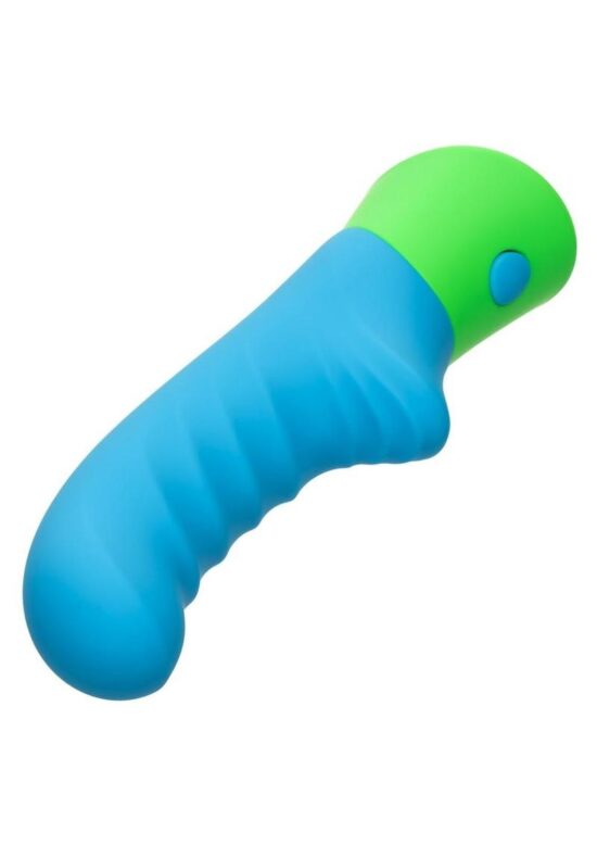 Rave Ridged-G Rechargeable Silicone G-Spot Vibrator - Blue/Green - Image 3