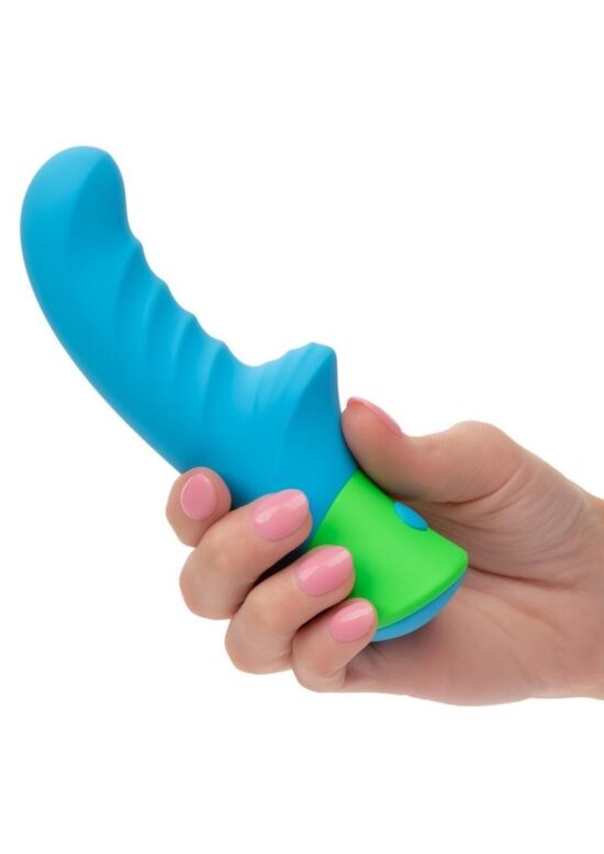 Rave Ridged-G Rechargeable Silicone G-Spot Vibrator - Blue/Green - Image 4