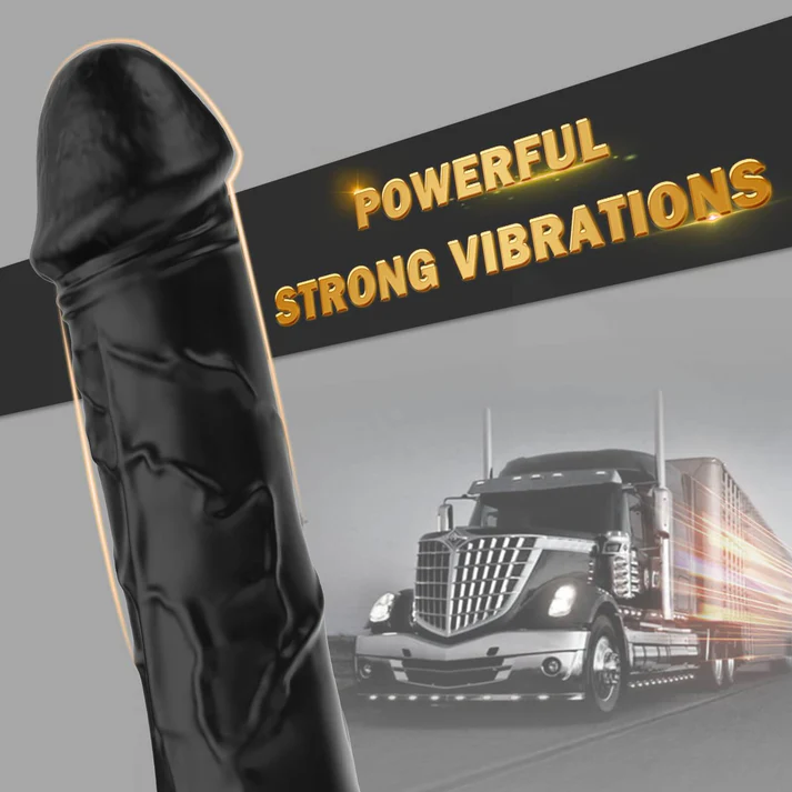 10-Speed Black Rechargeable Waterproof Silicone Realistic Dildo Vibrator - Image 5
