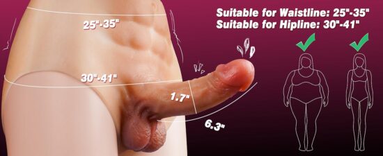 Strap on Dildo Harness Wearable Dildo Panties, Elastic Silicone Strapon Lesbian Sex Toys, Realistic Strapless Dildo Underwear with Abs, Big Thick Anal Dildo Pegging Toy for Women Couple Transgender - Image 8