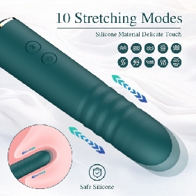 10-Speed 3-in-1 Sucking & Thrusting Silicone Wand Massager in Green – Rechargeable & Waterproof - Image 3