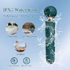 10-Speed 3-in-1 Sucking & Thrusting Silicone Wand Massager in Green – Rechargeable & Waterproof - Image 6
