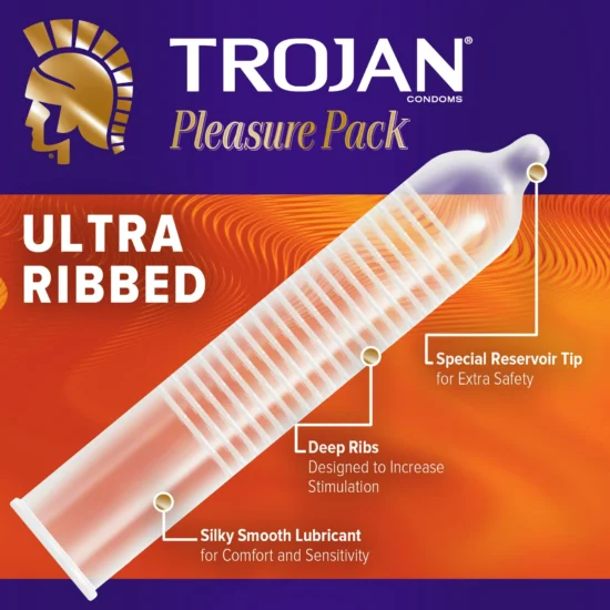 Trojan Pleasure Pack Lubricated Latex Textured Condoms Assorted 3-Pack - Image 2